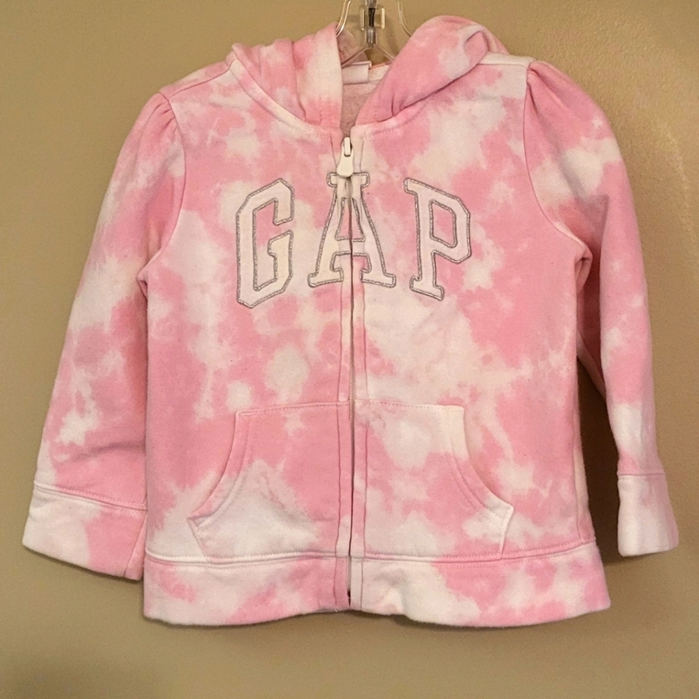 GAP pink and white tye dye zip up hoodie